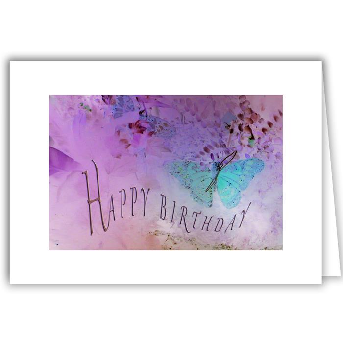 Blue Butterfly Happy Birthday - Photo Card