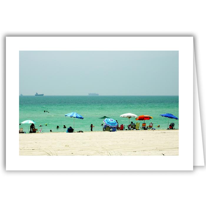 Helen Eddy photo card - Umbrellas On Beach, FL - Item 30d-01