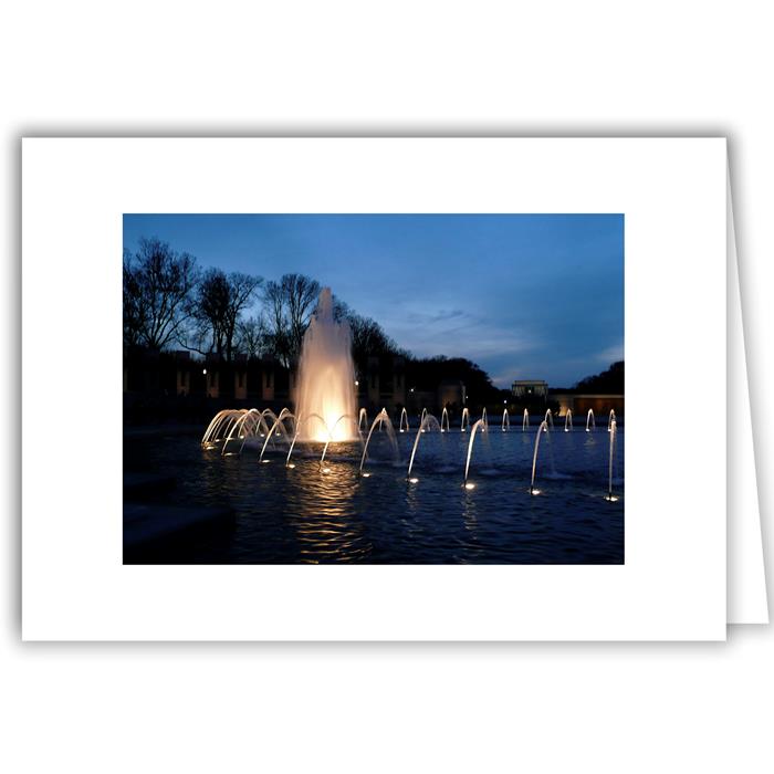 Helen Eddy photo card - Fountain at Night WWII Memorial - Washington DC - Item 96d-30